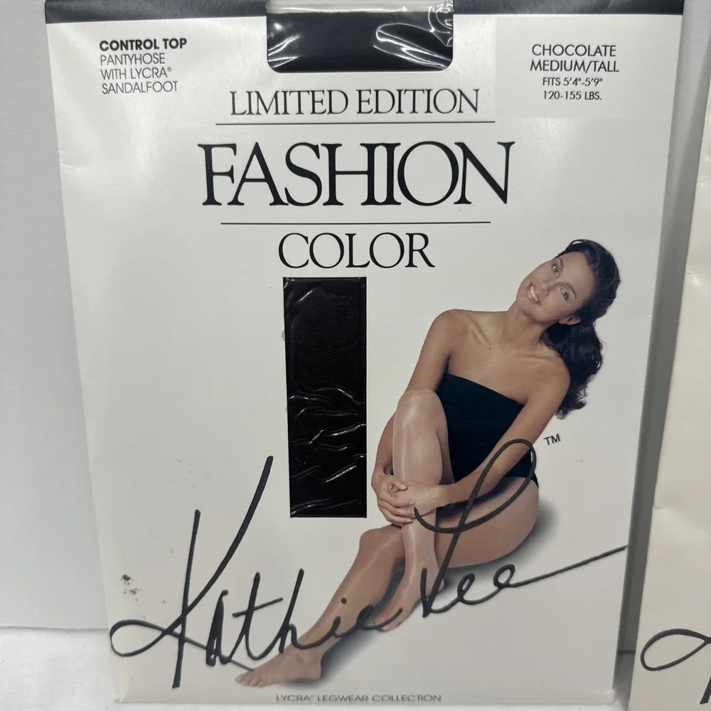 Lot 2 Kathie Lee Limited Edition Medium Tall Grey‎ & Brown Control Top Pantyhose